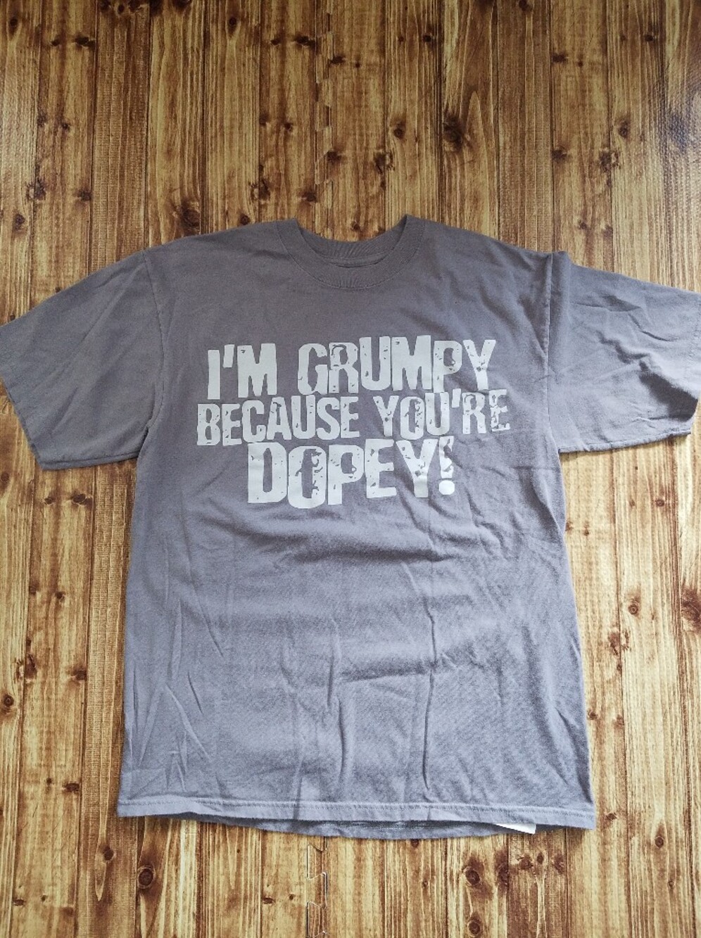 Disney Gray Men's Medium Shirt "I'M GRUMPY BECAUSE YOU'RE DOPEY!" Seven Dwarfs